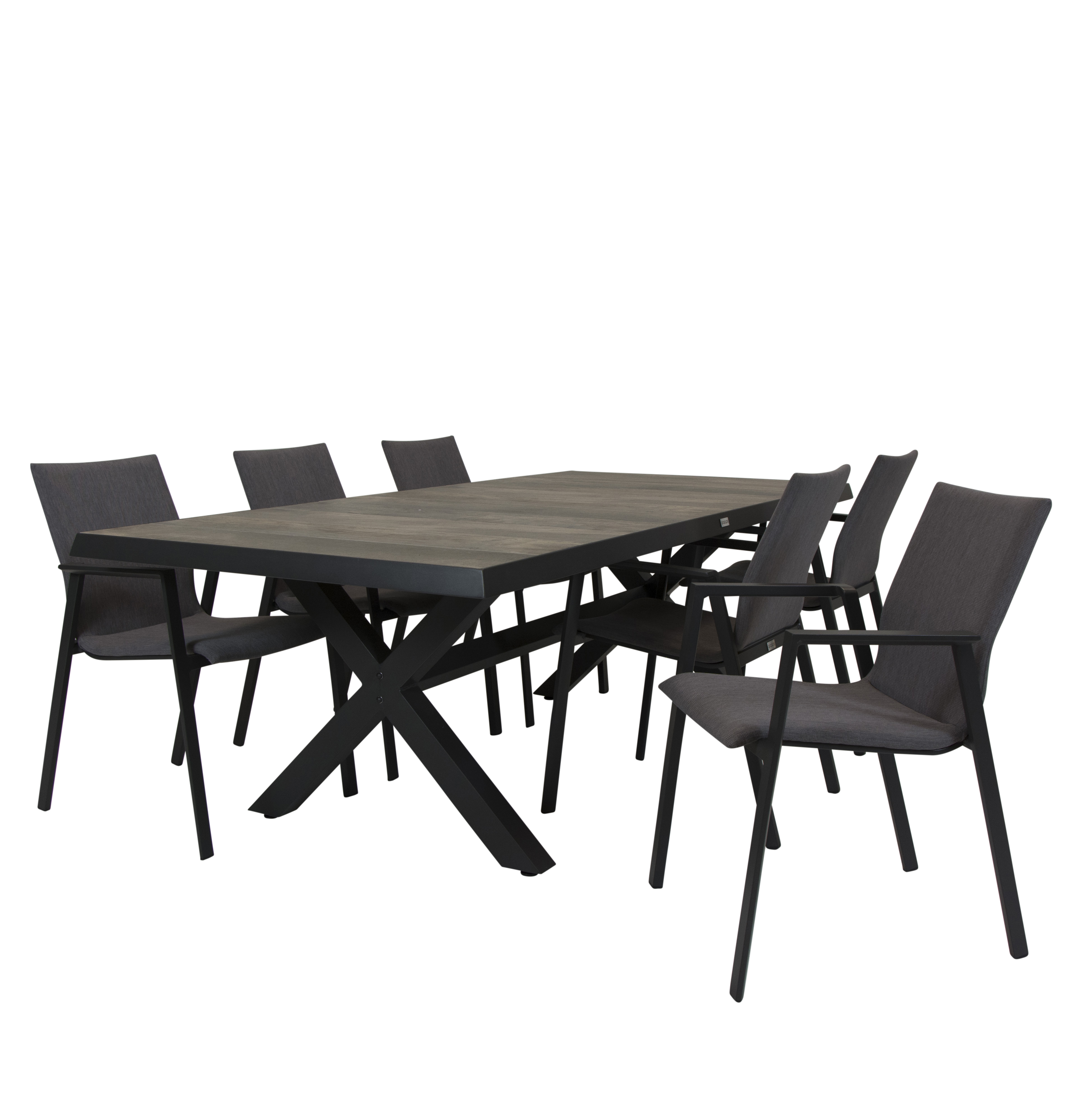 Qopps Admiral tafel 224 x 104 antraciet met Tuinstoel Fubar
