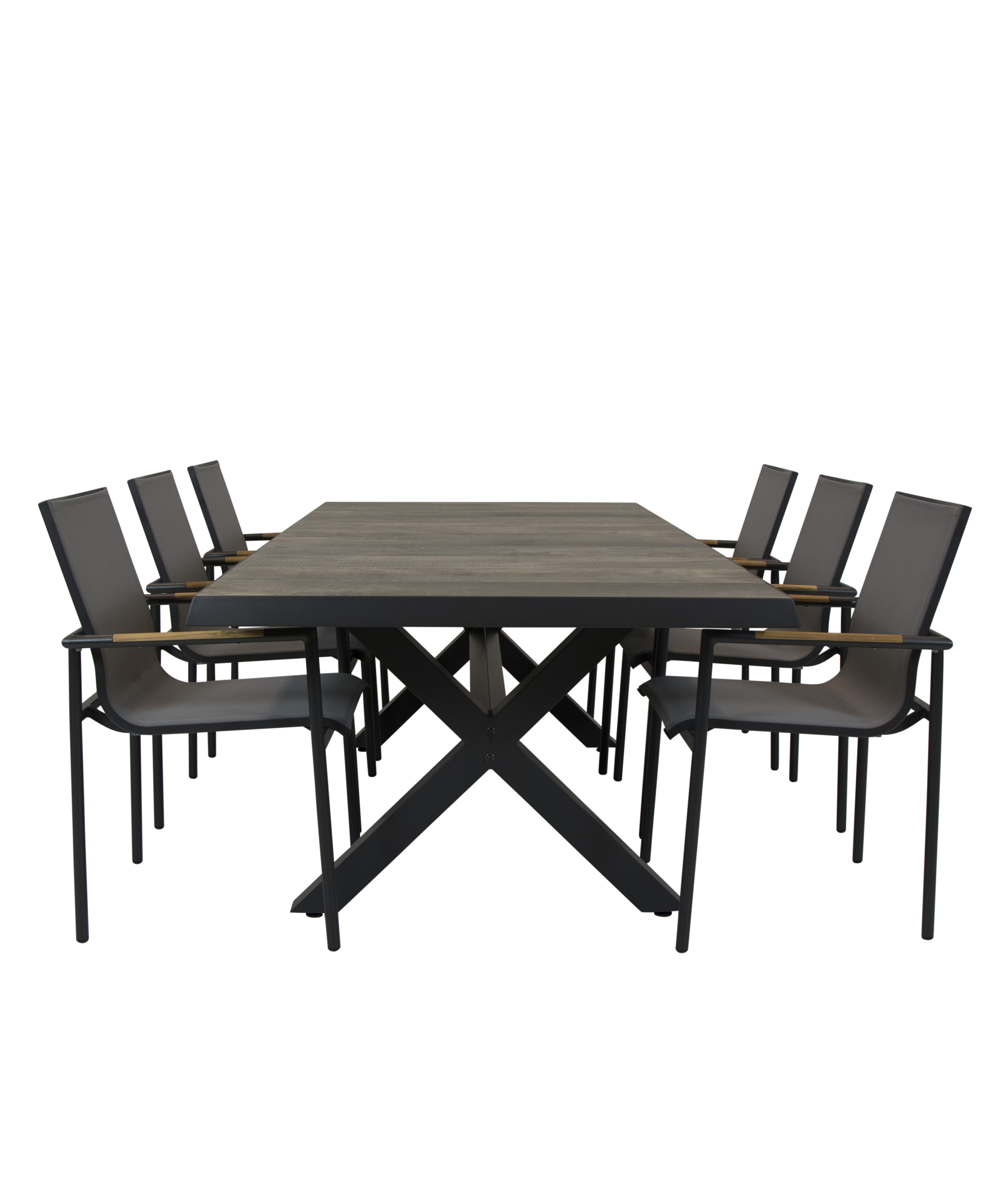 Qopps Admiral tafel 224 x 104 Antraciet met Tuinstoel Tulsi