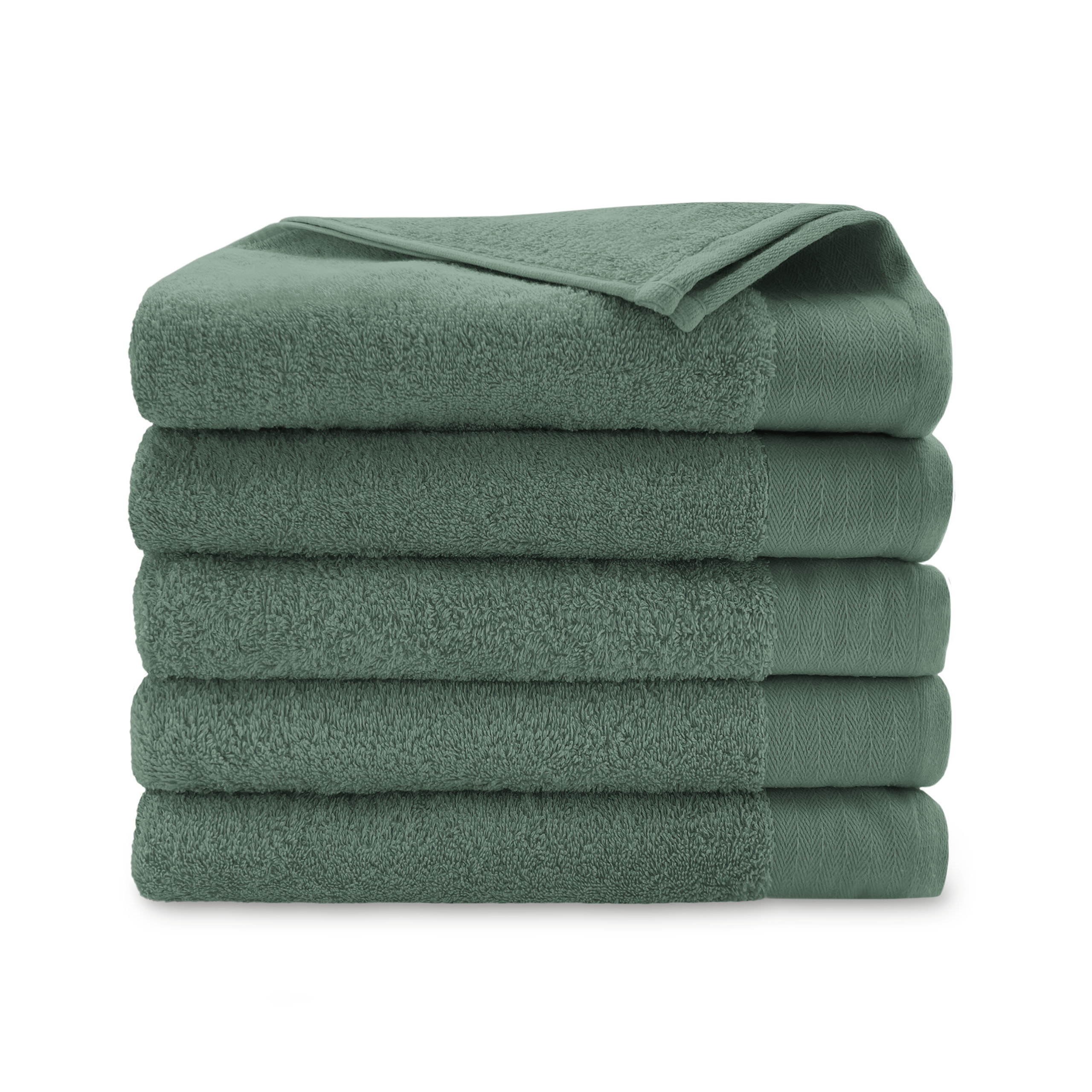 Set van 5 Walra baddoeken soft cotton legergroen 60x110 cm