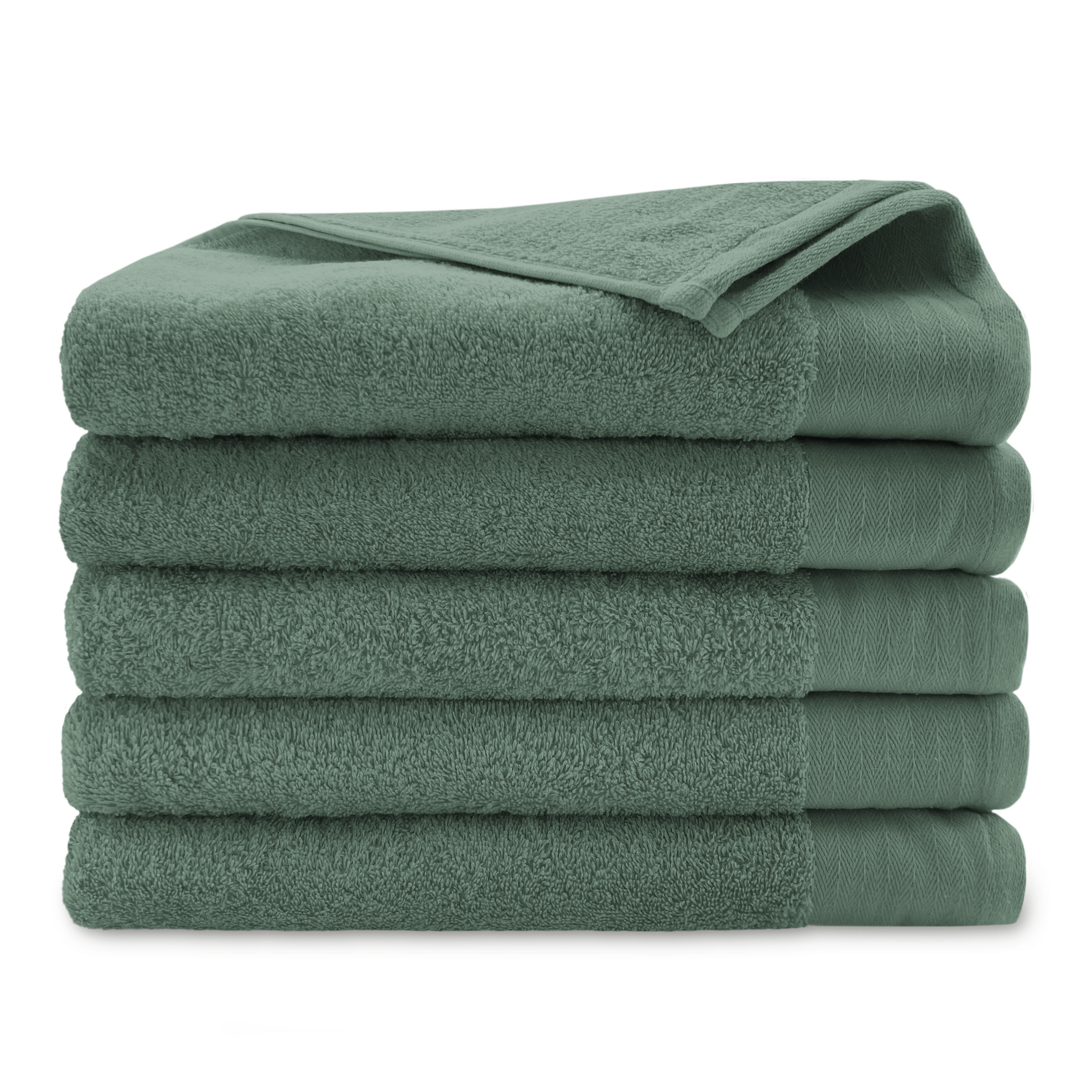 Set van 5 Walra badlakens soft cotton legergroen 70x140 cm