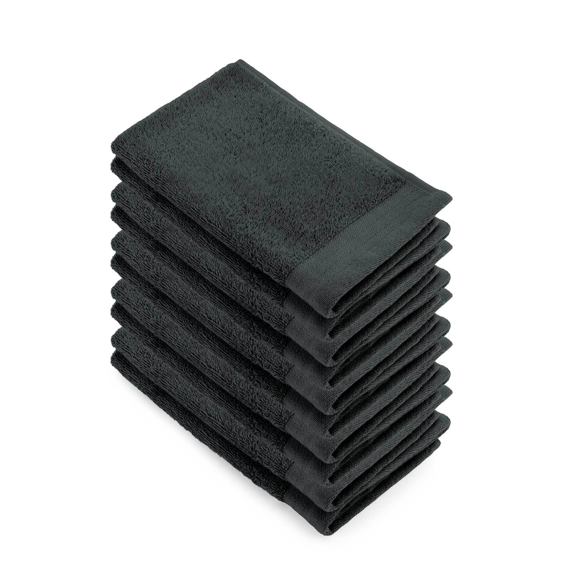 Set van 5 x 2 Walra gastendoeken soft cotton antraciet 30x50 cm