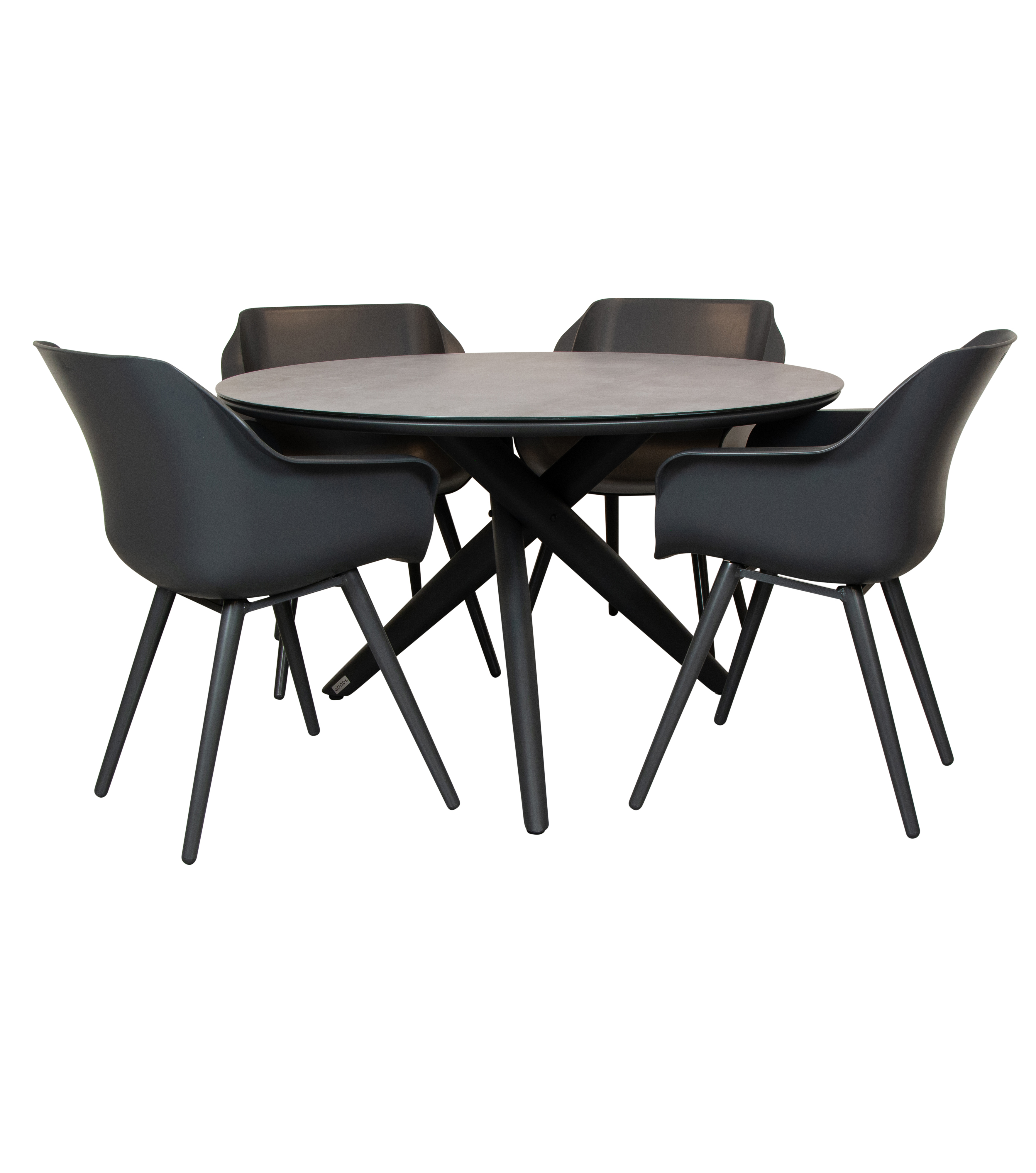 Qopps Zukla 120 cm rond tuintafel met Hartman Sophie studio tuinstoel