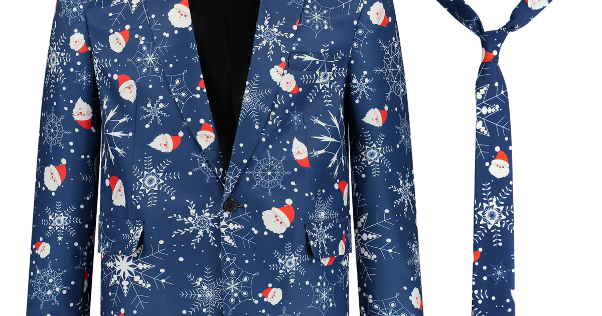 BesserBay Kerstblazer voor heren, bedrukt, lange mouwen, kostuumjas, kerstkostuum, blazer, slimfit, blazer, vrije tijd, colbert, S-XXL, S BesserBay Kerstblazer voor heren, bedrukt, lange mouwen, kostuumjas, kerstkostuum, blazer, slimfit, blazer, vrije tijd, colbert, S-XXL, S