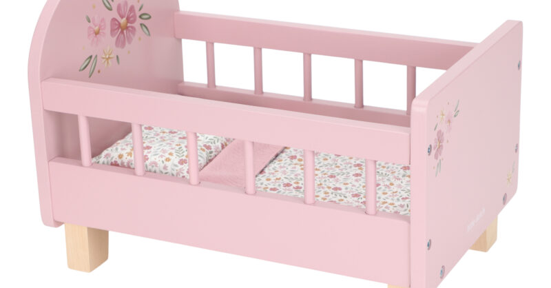 Howa Poppenwieg Van Hout – Met Uitneembare Mand, Matras In Miniflowers Design, Geschikt Voor Poppen Tot 50 Cm