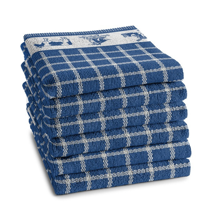 6x DDDDD keukendoek 60x55 cm dutchie blue