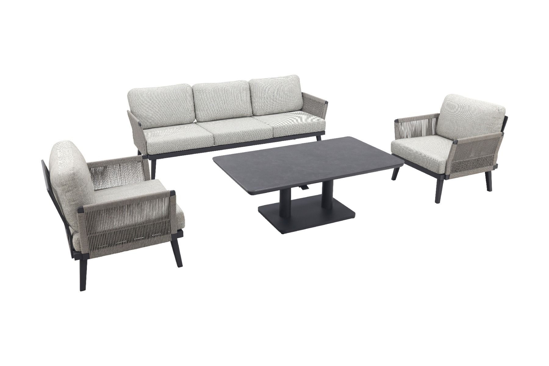 Qopps Elion loungeset met Ramin in hoogte verstelbare tuintafel