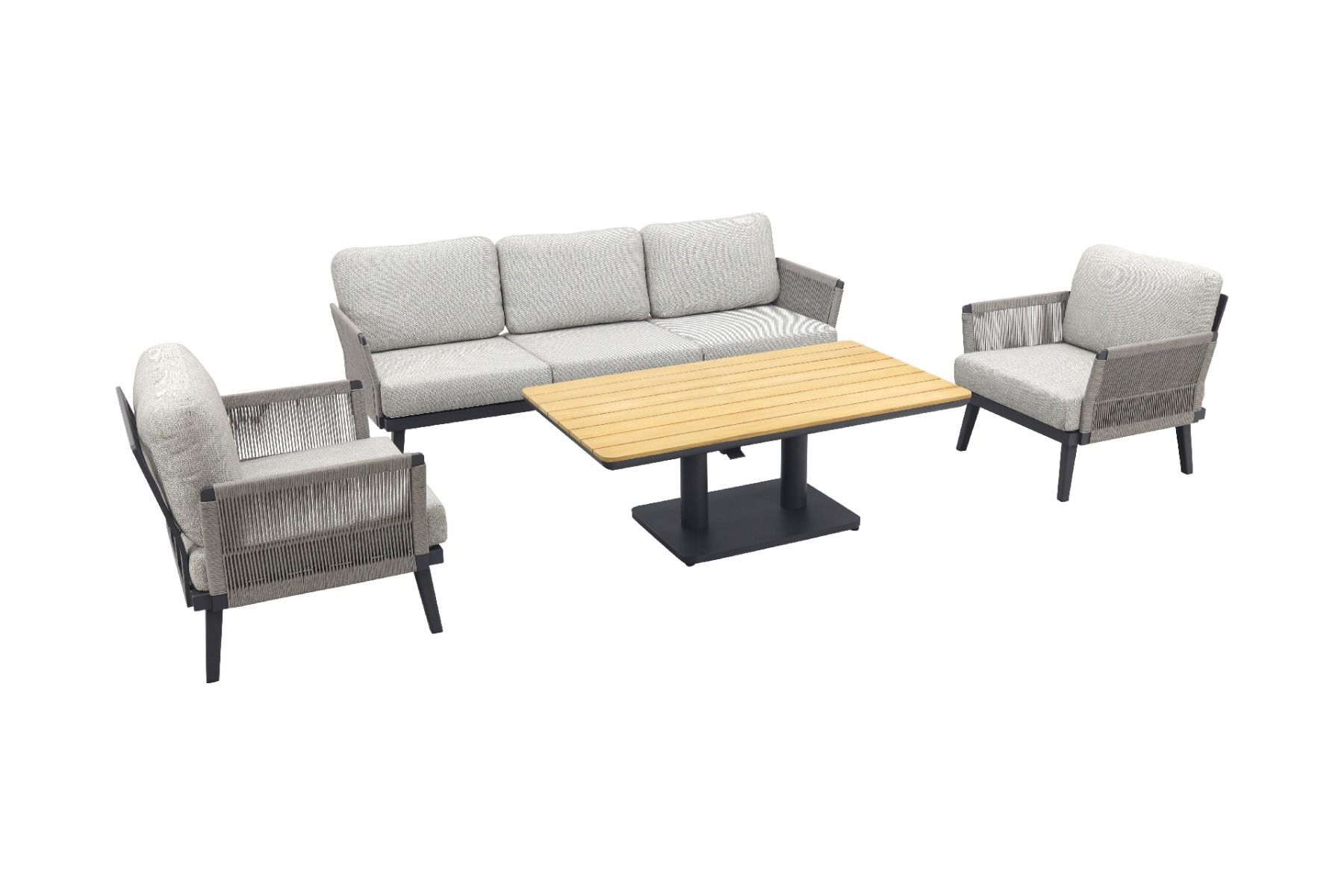 Qopps Elion loungeset met Zamin in hoogte verstelbare tuintafel