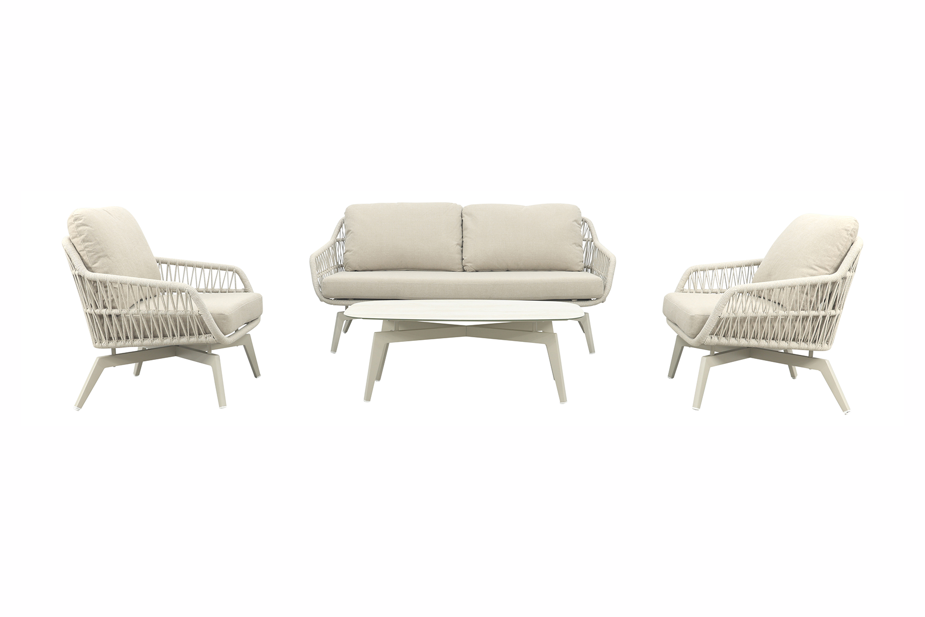 Hadassa loungeset 4 delig met koffietafel latte light