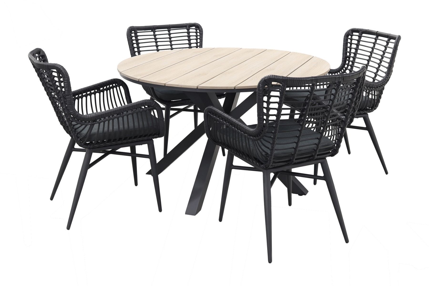 Edison tuintafel met 4 Jasmine dining tuinstoelen