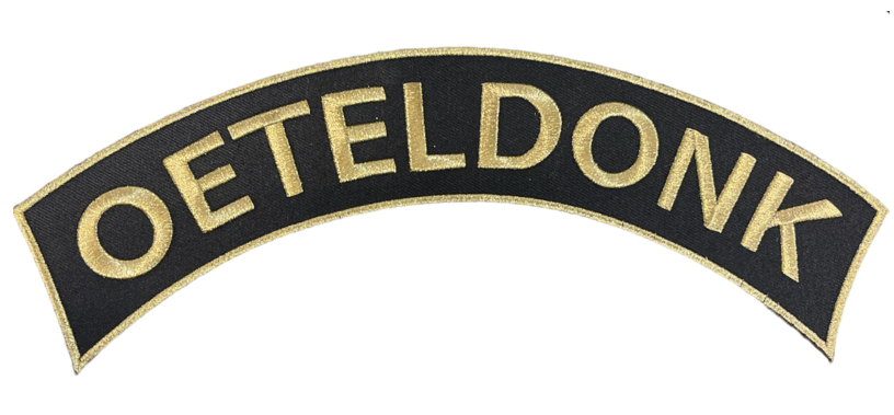 Embleem Oeteldonk boog gouden letters rug