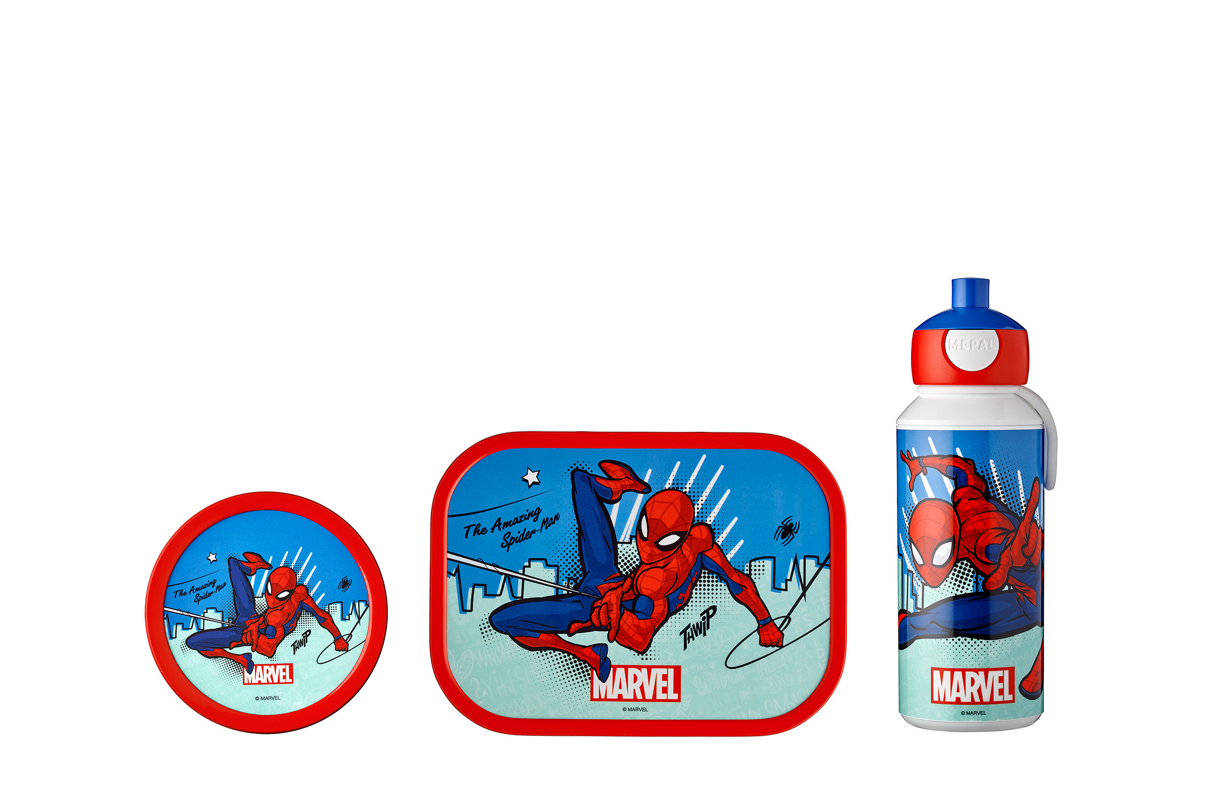 Mepal 3-delige lunchset campus Spiderman lunchbox + fruitbox + drinkfles pop-up