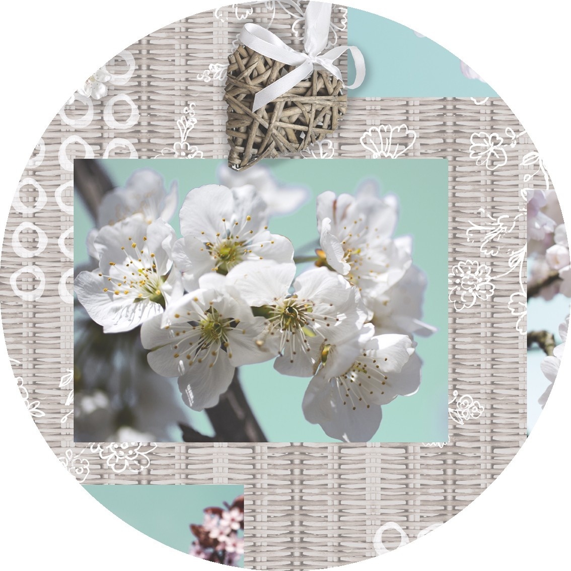 Wicotex tafelzeil rond blossem brocante - 160 cm